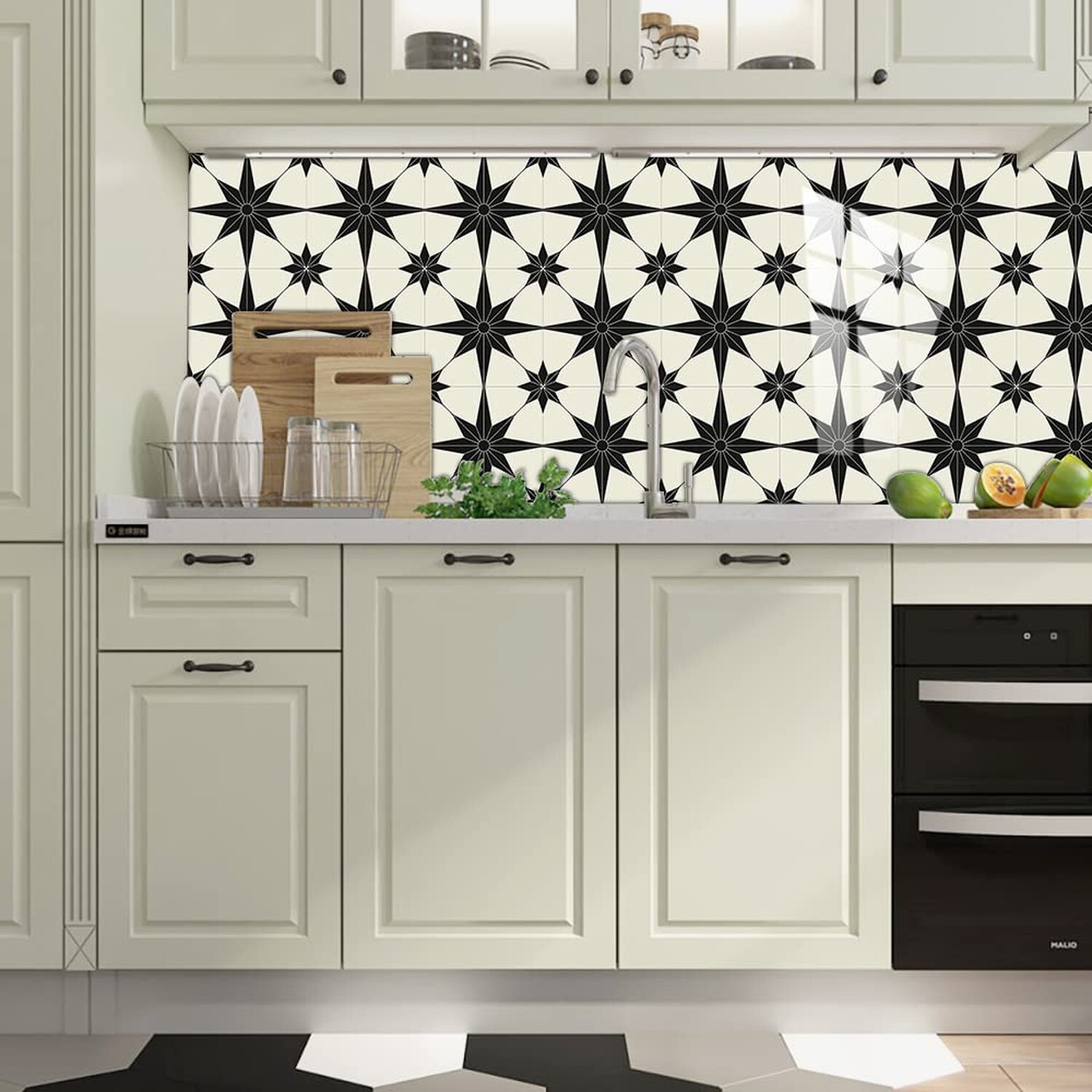 25 PCS Moroccan Style Tile Sticker, 4×4 Inch(10x10cm) Traditional DIY Murals,…