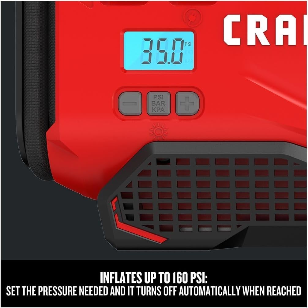 V20 Tire Inflator Portable Air Compressor, Car Air Pump, 3 Modes Tire Pump: Cor