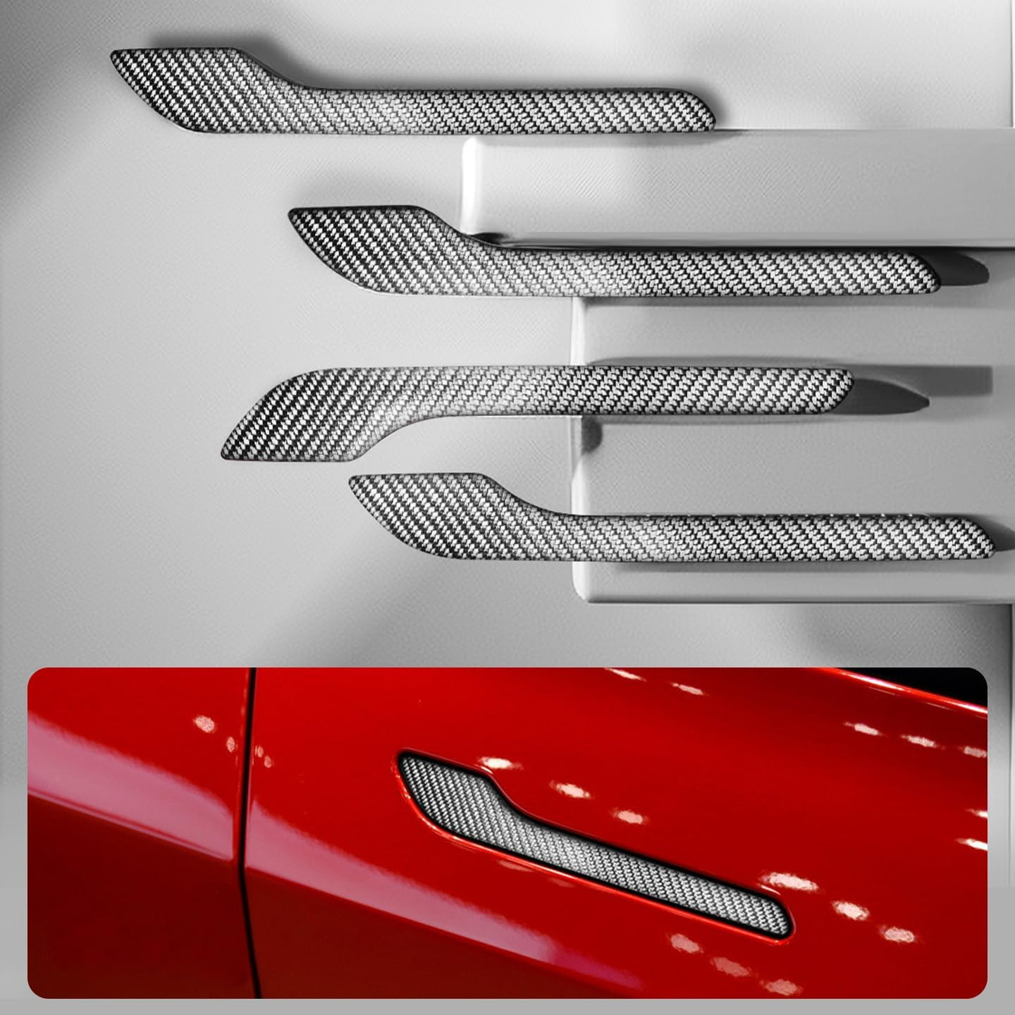 Genuine Carbon Fibre Exterior Door Handle Protector, Suitable for All Tesla Mode