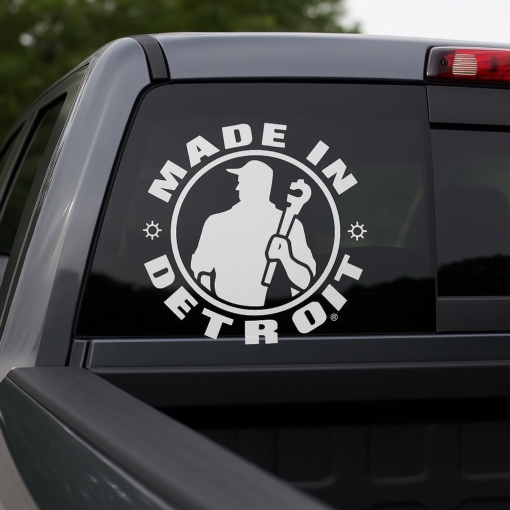 Made in Detroit logo Decal Car Window Sticker Vinyl You Pick The Size & Color