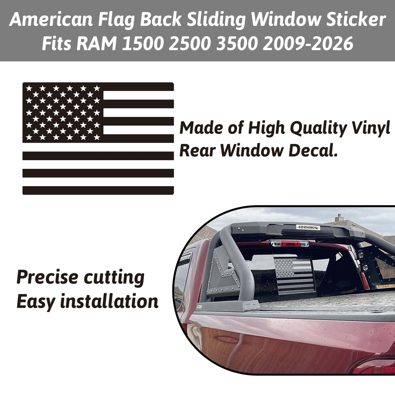 Rear Middle Window Decal for RAM 1500 2500 3500 20092024 Snow Mountain