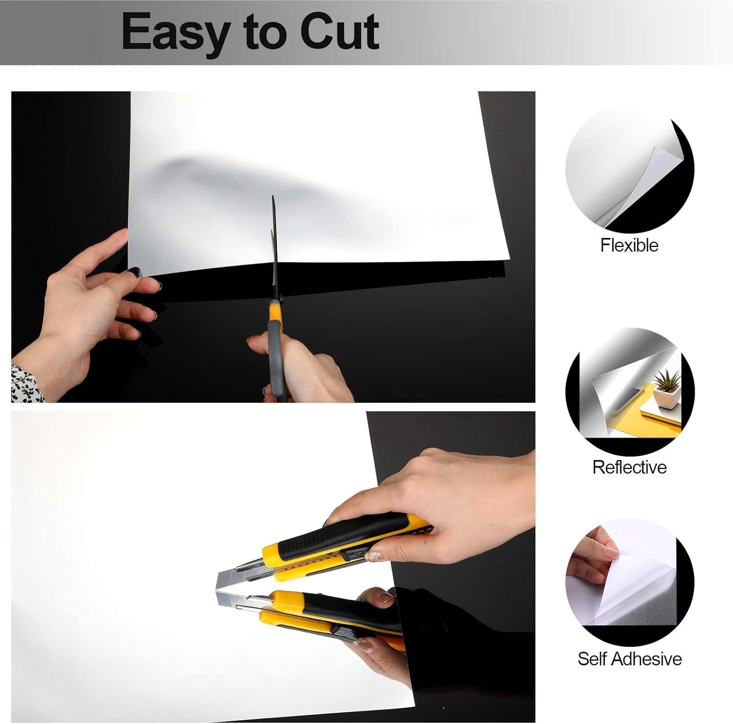 20Pcs Flexible Mirror Sheets 12×12" Self-Adhesive Stickers