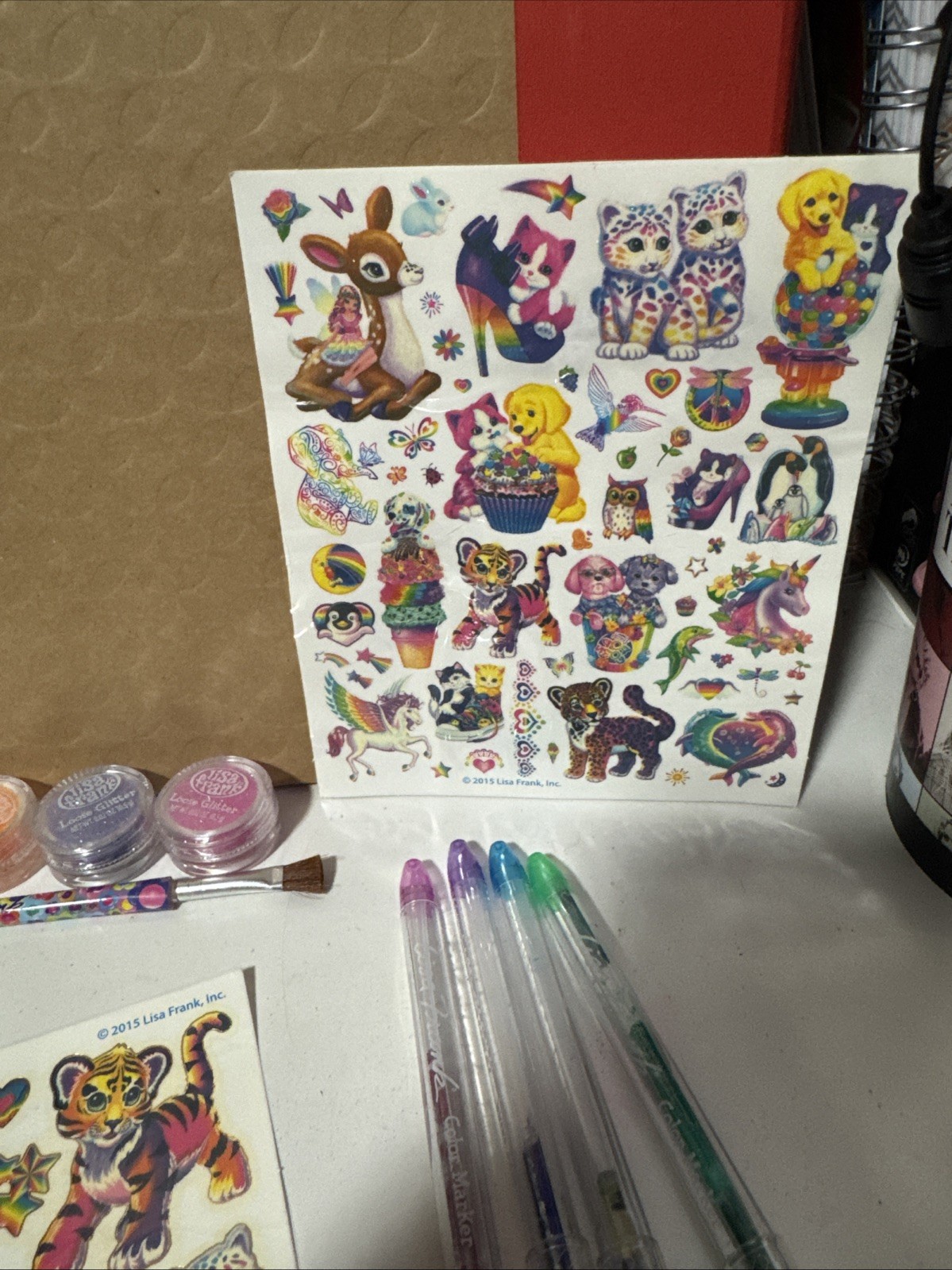 lisa frank temporary tattoos Sheets lot y2k glitter And Lisa Frank Glitter Pens