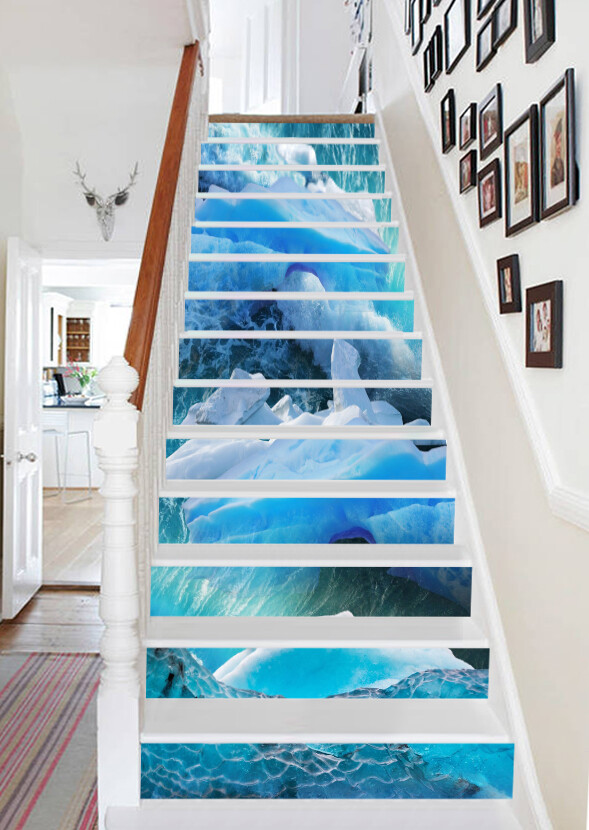 3D Glacier River AZ348 Stair Risers Decoration Mural Vinyl Wallpaper Kay