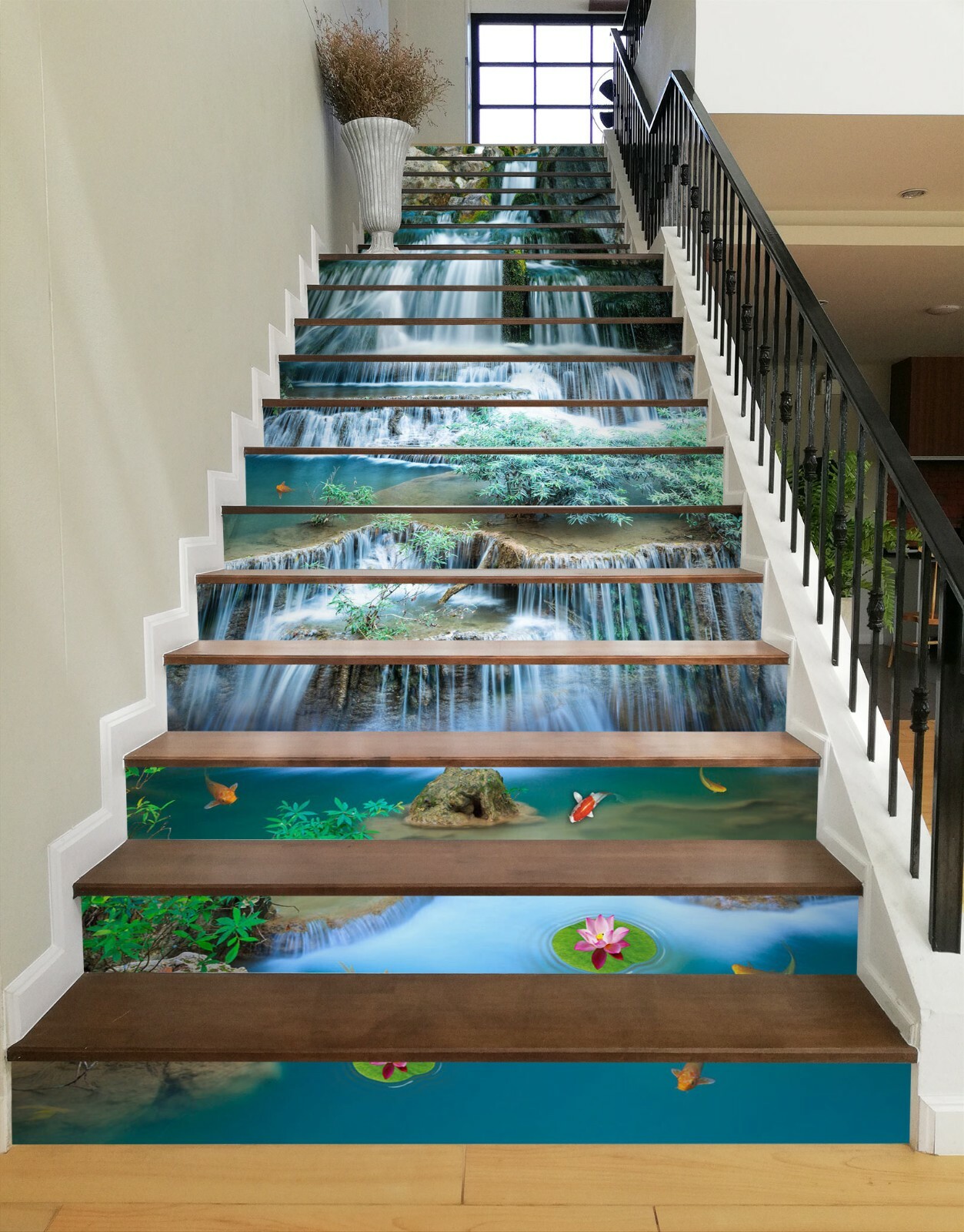 3D Waterfall Lake 564NA Stair Risers Decoration Photo Mural Decal Wallpaper Fay