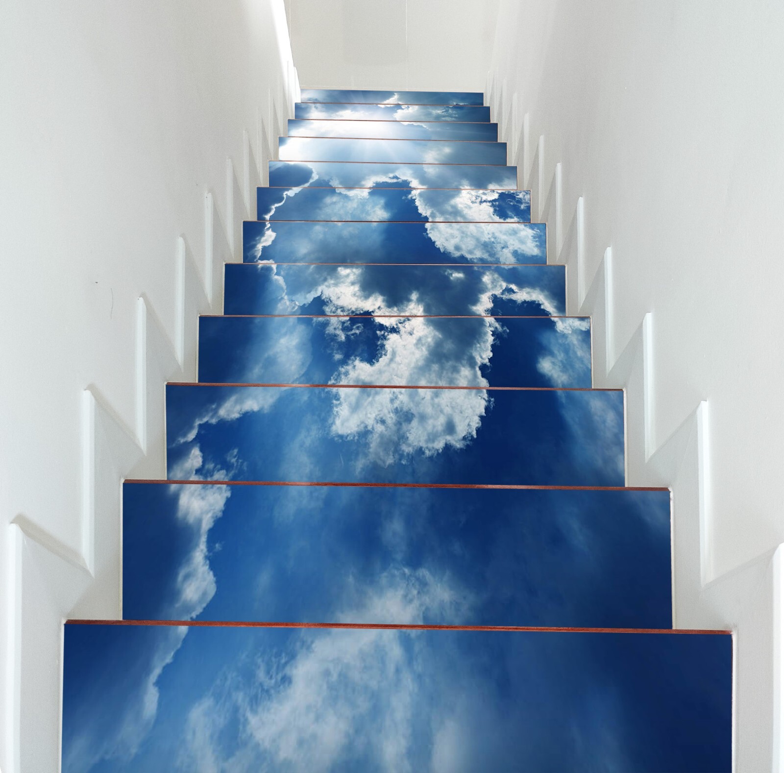 3D Sky Clouds W120 Stairs Risers Decoration Photo Mural Vinyl Wallpaper Vera