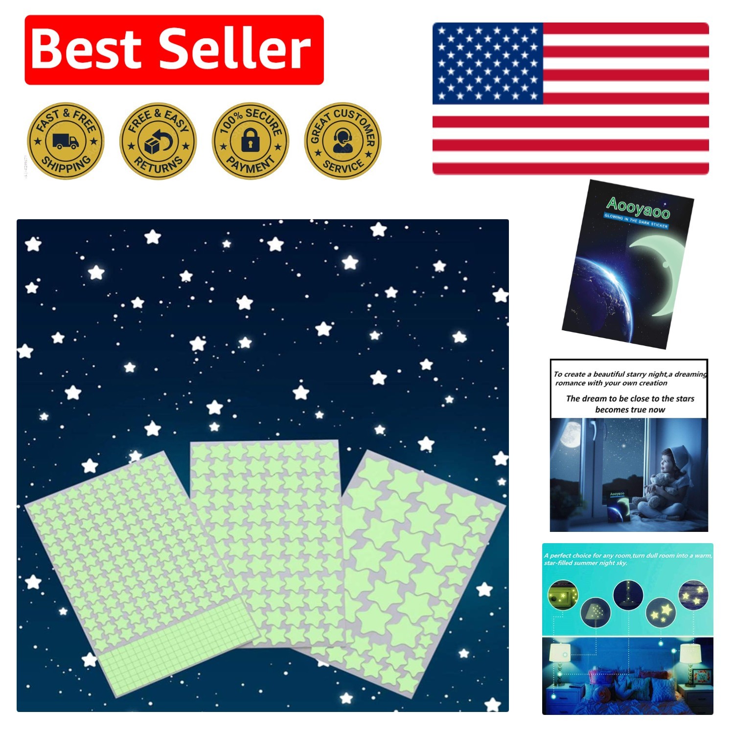 Glow-in-the-Dark Star Wall Stickers – Perfect for Kids' Parties & Rooms, 452 Pcs