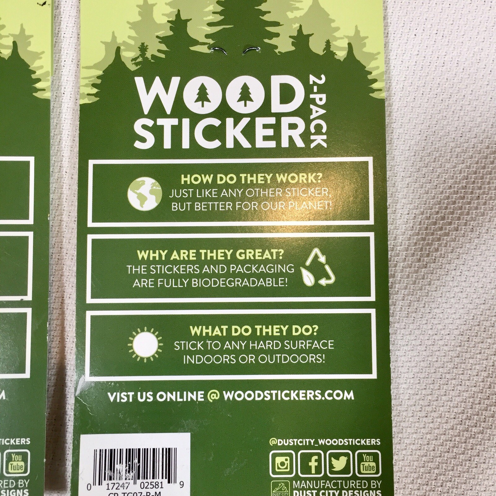 Dust City Wood Stickers 6 Pc Eco-Friendly Adventure Vibes Travel Nature Hiking