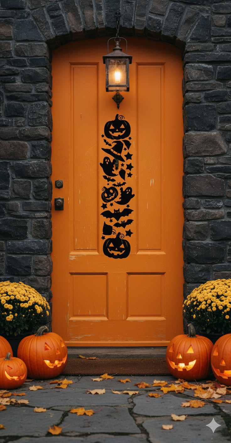 Halloween Unique Design Stripe Window Door Decal Glass Vinyl Sticker Decor Stick