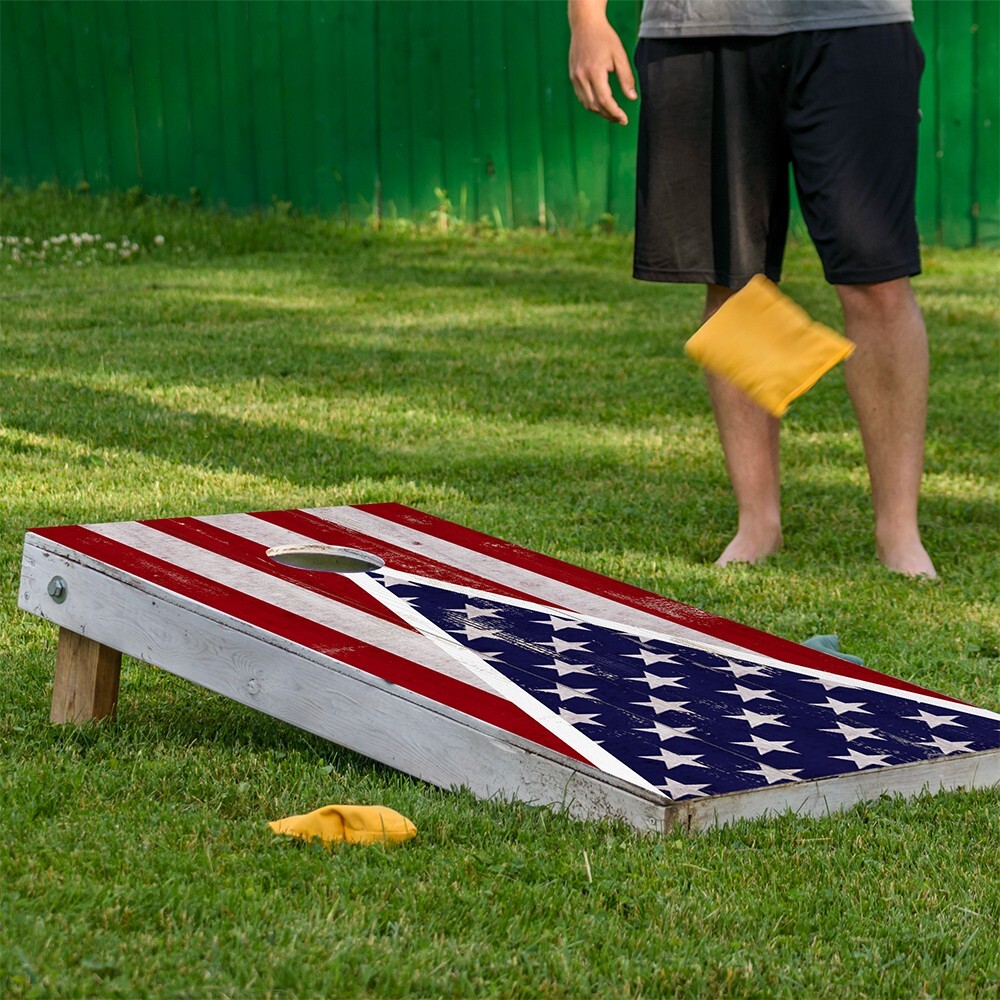 American Flag Triangle Cornhole Board Wraps and Decals Vinyl Sticker