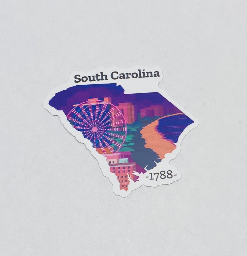 South Carolina State 1788 Sticker Decal Vinyl USA Travel Souvenirs Journal Tc6