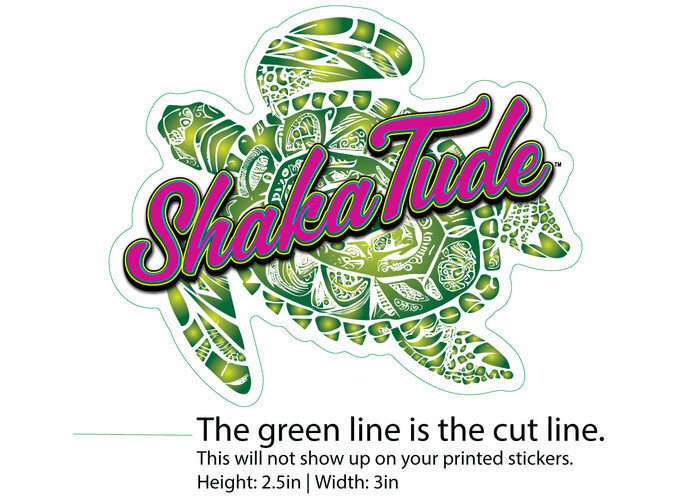 Sea Turtle ShakaTude Sticker Decal Good Vibes Hang Loose Aloha Hawaii Surfing HI