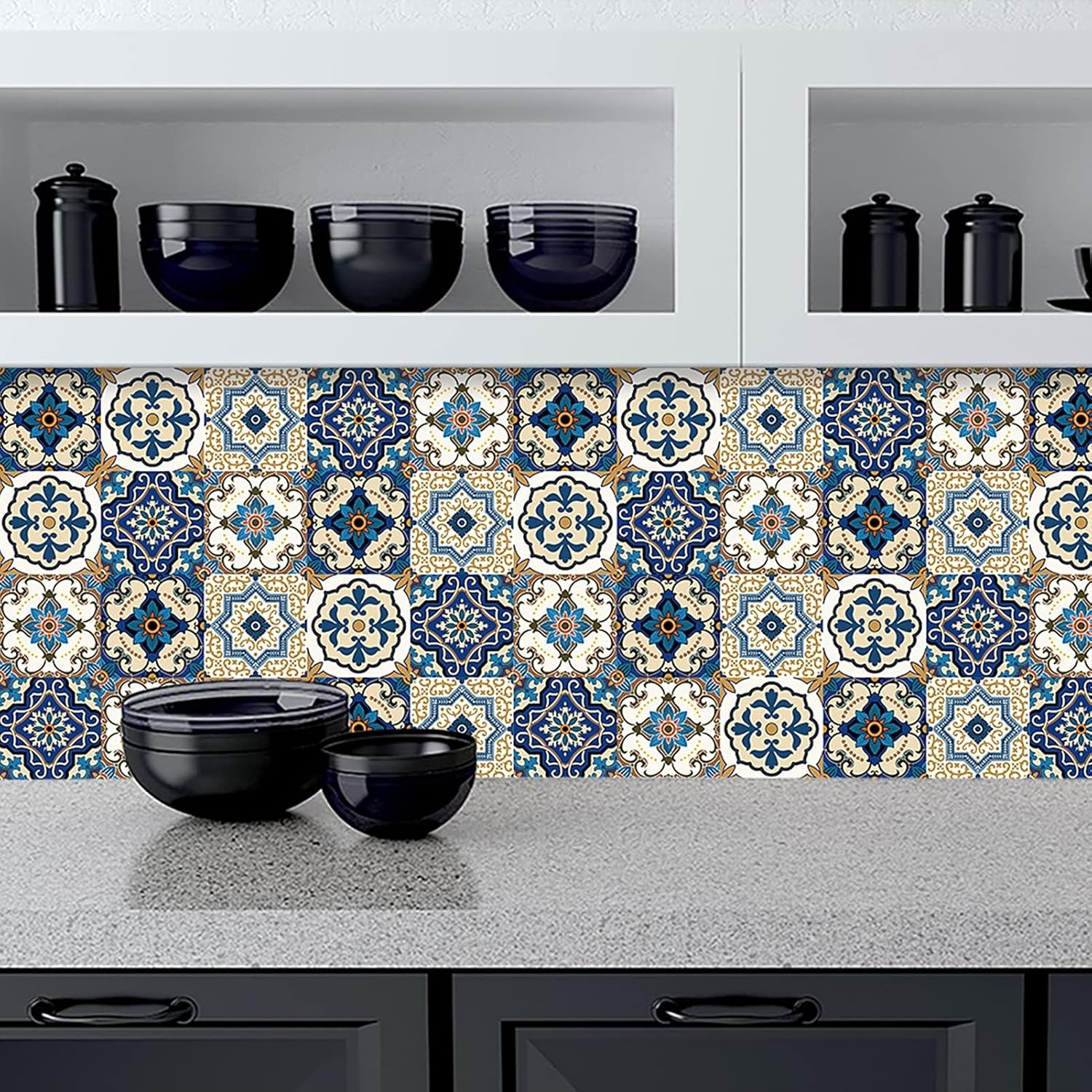 Bohemian Style 12 Pcs 6×6 in Decorative Tile Stickers,Peel and Stick Wallcove…