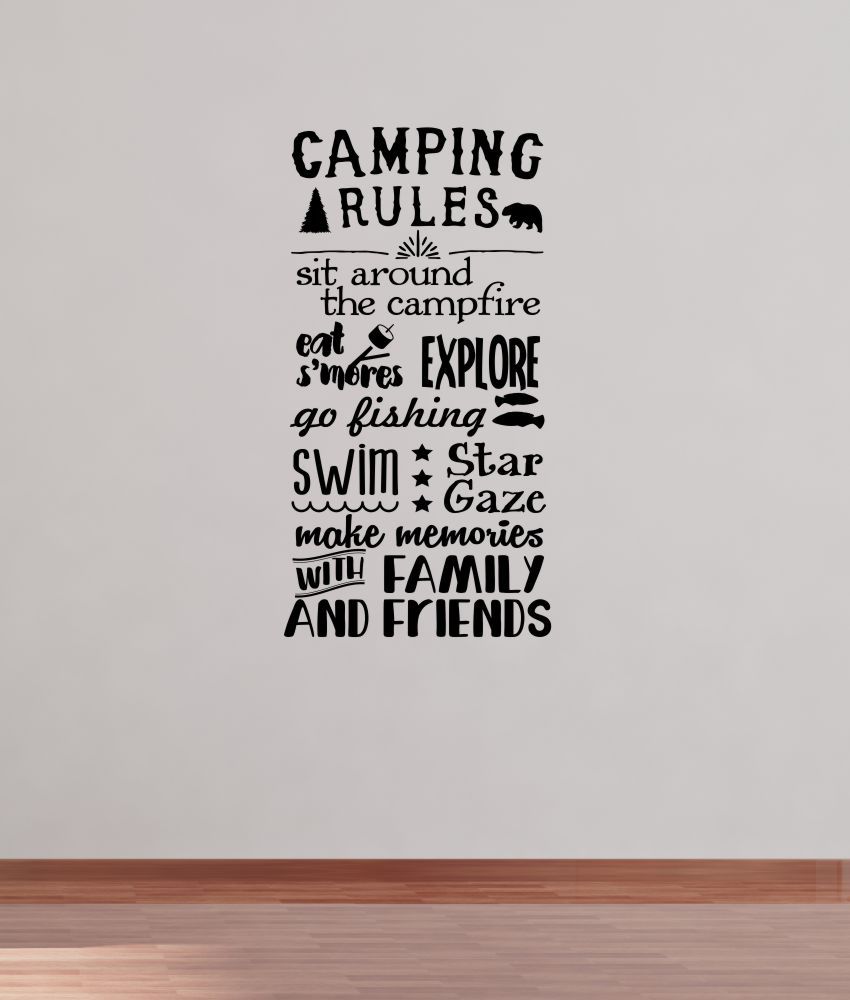 Camping Rules Subway Art Wall Decals Sticker Camper RV Camp Quote Saying 37×20