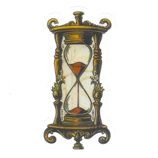 Victorian Hourglass Vinyl Sticker Transparent Vintage Sand Timer Gold Decal