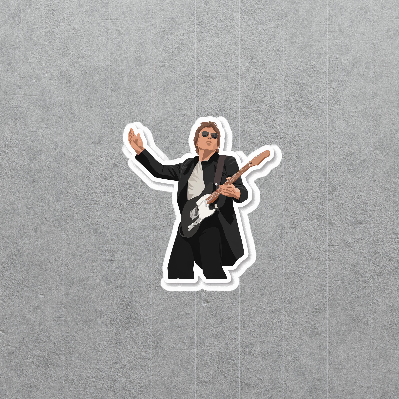 Cool Rocker Guitarist Sticker – Rock Star with Sunglasses & Electric Guitar #505