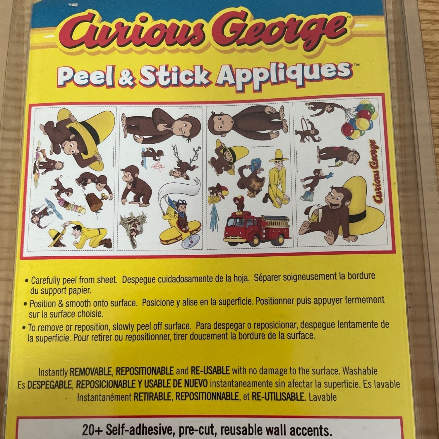 PBS Kids Curious George Peel and Stick Appliques Wall Decals Removable Reusable