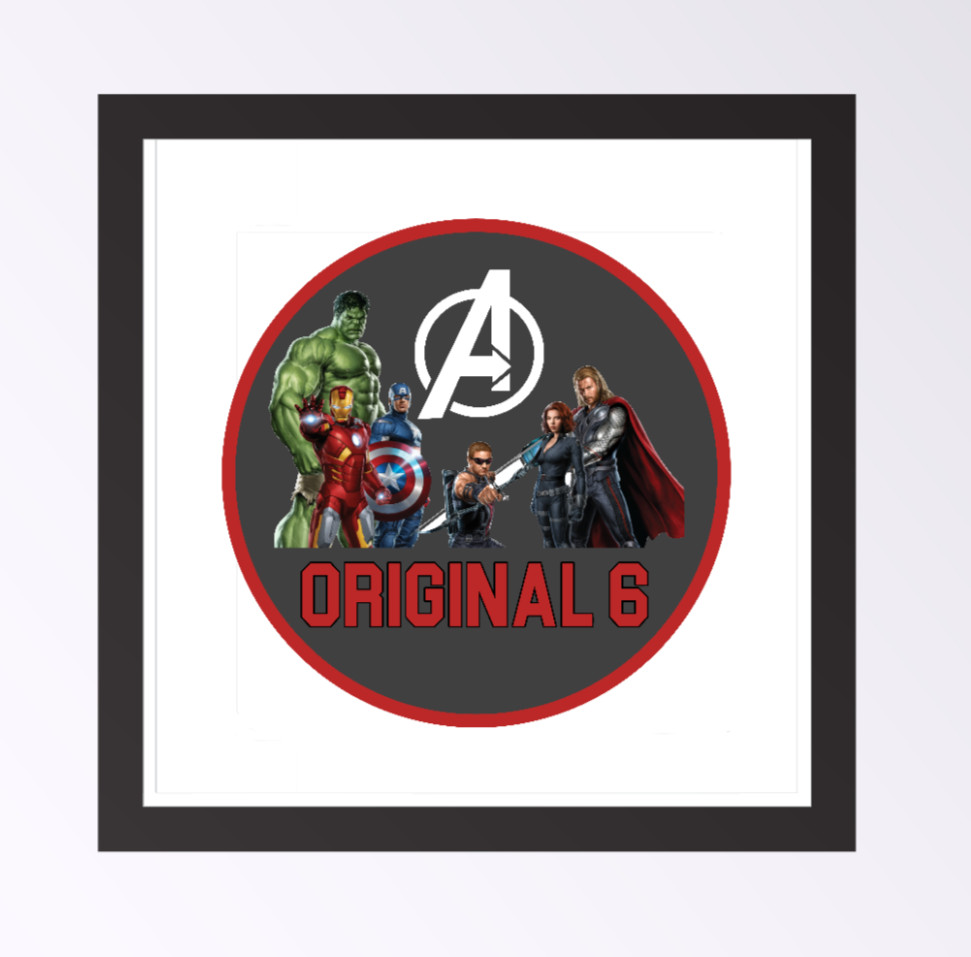 Avengers "Original 6" – 4" Handmade Vinyl Decal Vehicle Decor Cooler Laptop Gray