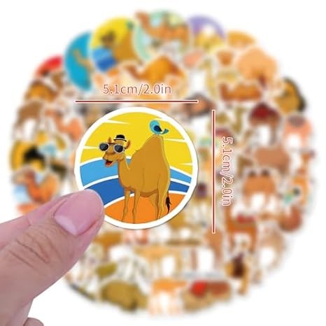 Cute 60pcs Camel Stickers – Vinyl Waterproof Decals for Laptop & Scrapbook