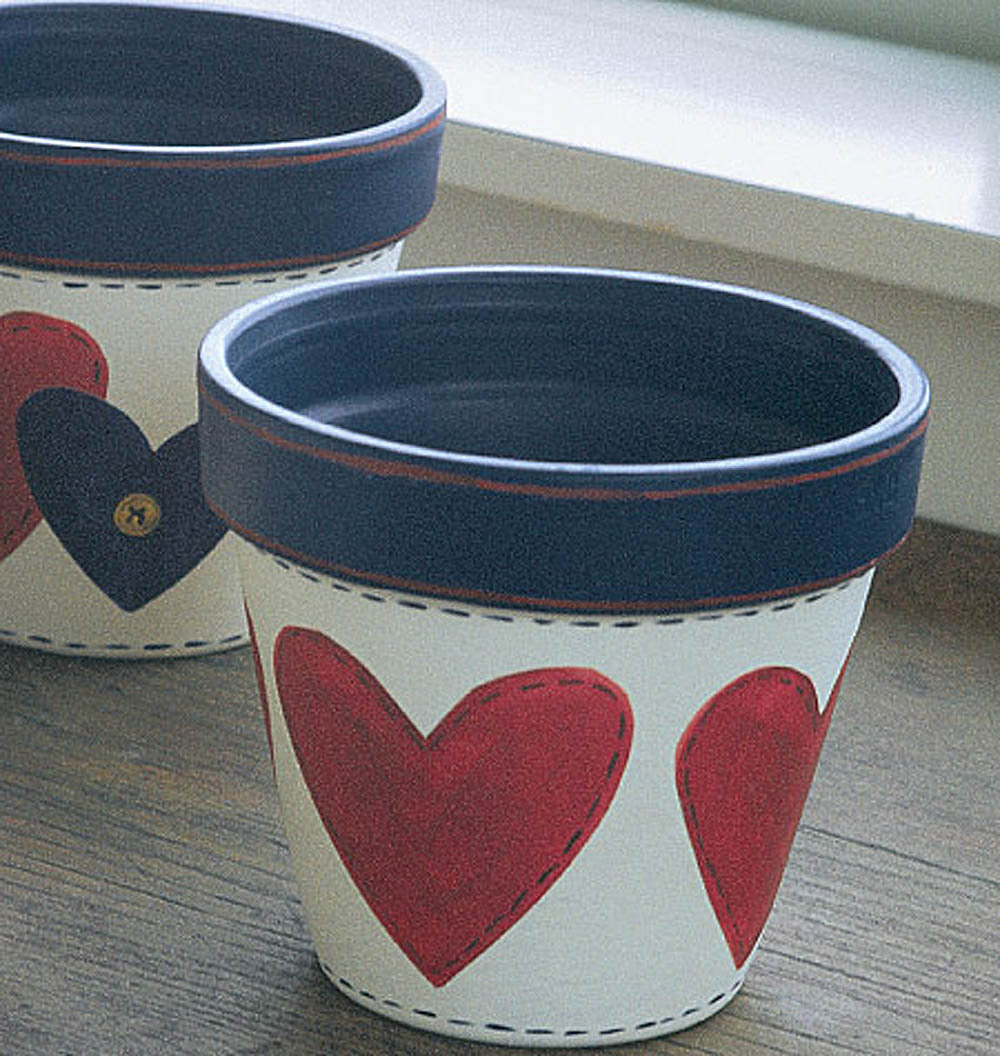Folk Art Red Hearts 25 WALLIES Stiched Look Cutouts Heart Stickers Decals Love