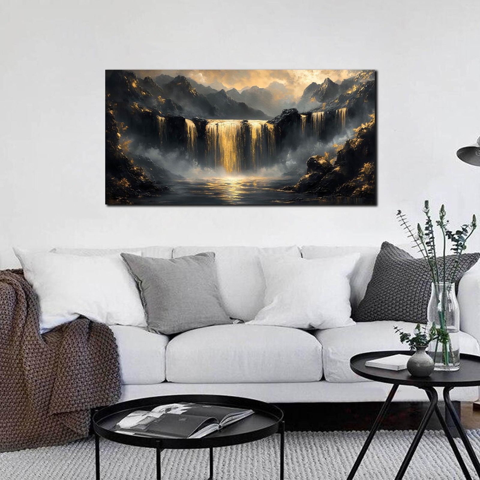 Waterfall Canvas Wall Art for Living Room – Mountain Art Wall Decor for Offic…