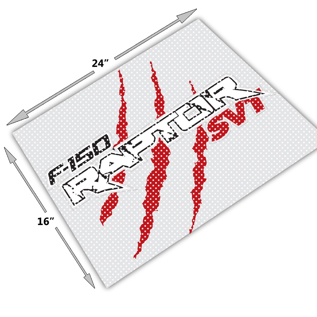 24" F-150 Raptor Red Claw Marks 3M Perforated Unobstructed View Decorative Decal