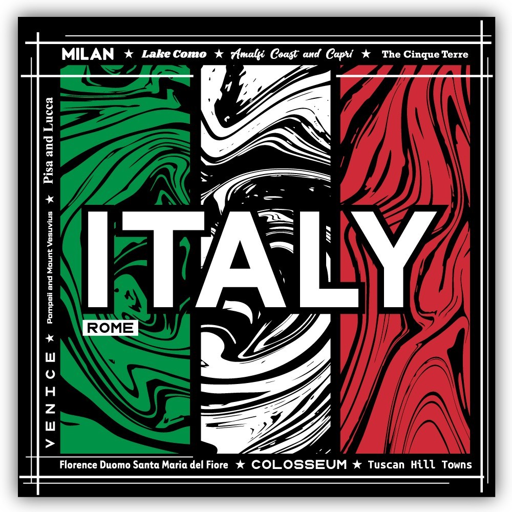 Italy Flag Abstract Art Cut To Shape Vinyl Sticker