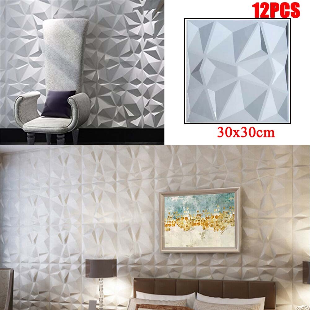12pcs 30cmx30cm 3D Wall Panels PVC 3D Wallpaper Decorative 3D Wall Panel Tiles