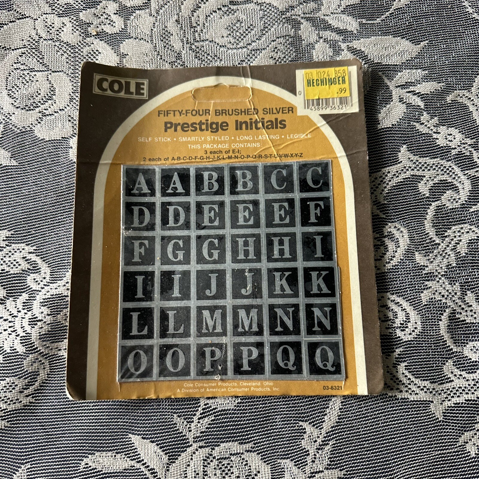 Vintage NOS Call Prestige Initials Brushed Silver Letters