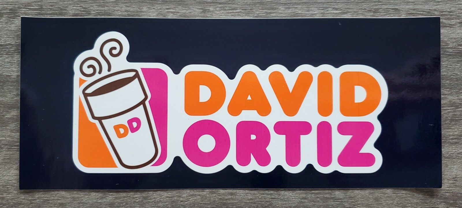 Vintage David Ortiz & Dunkin Donuts Bumper Sticker 3.5"x8.5" Red Sox NEW Unused