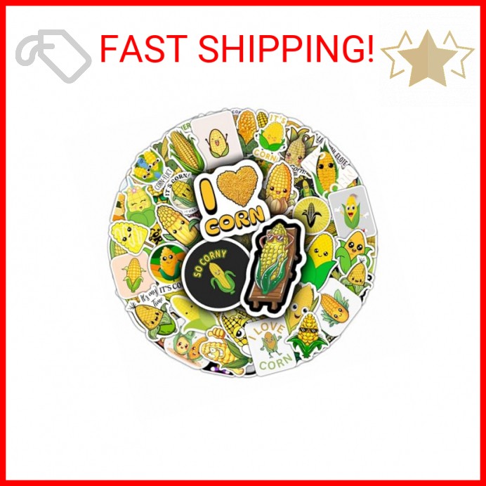 BulbaCraft Corn Stickers for Water Bottle and Laptop – Corn Party Supplies & Dec
