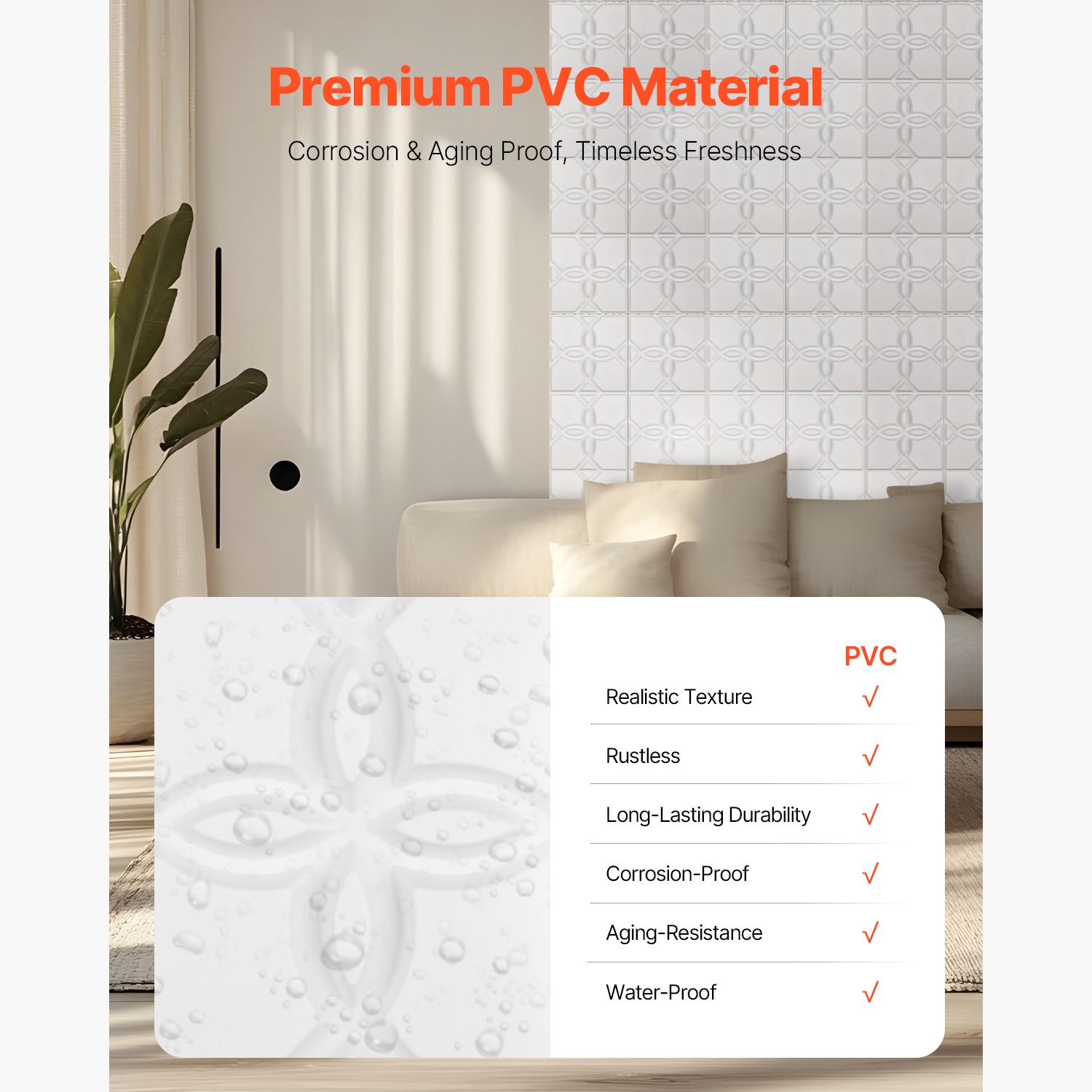 Uimoso 33-Pack 3D PVC Wall Panels,11.81"x11.81", 32 Sq.Ft,Floral Design, White