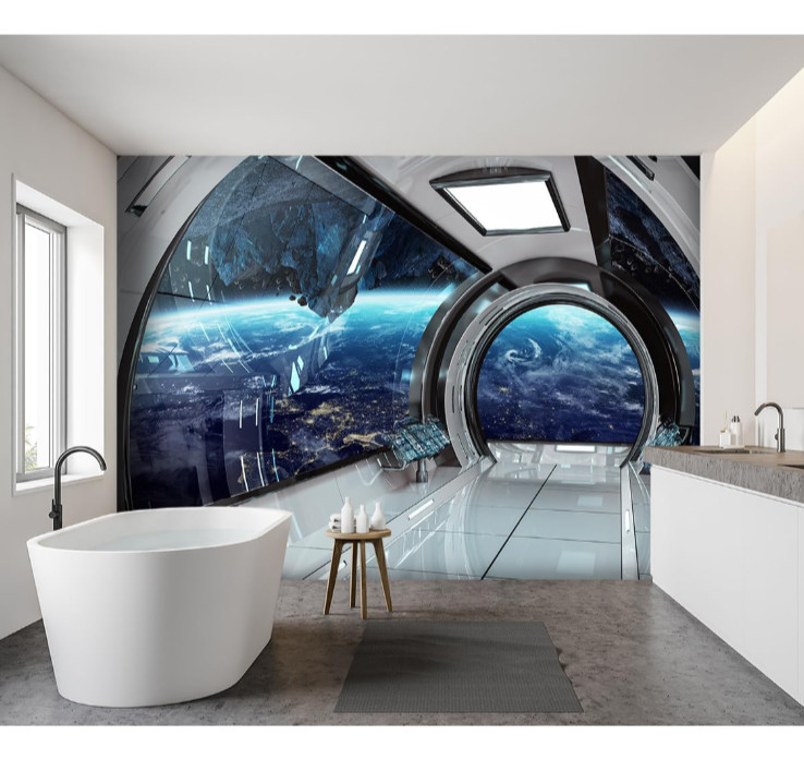 3D Capsule Space Fabric Wallpaper Living Room Bedroom Bathroom Boys Girls Ch…