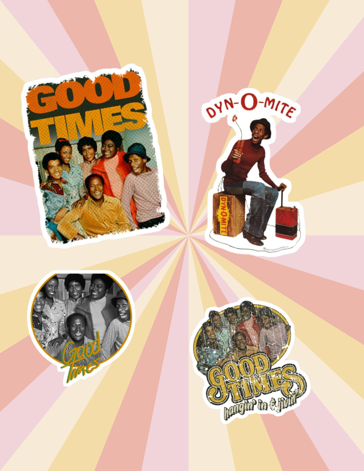 Good Times Retro TV 4pc Sticker Pack