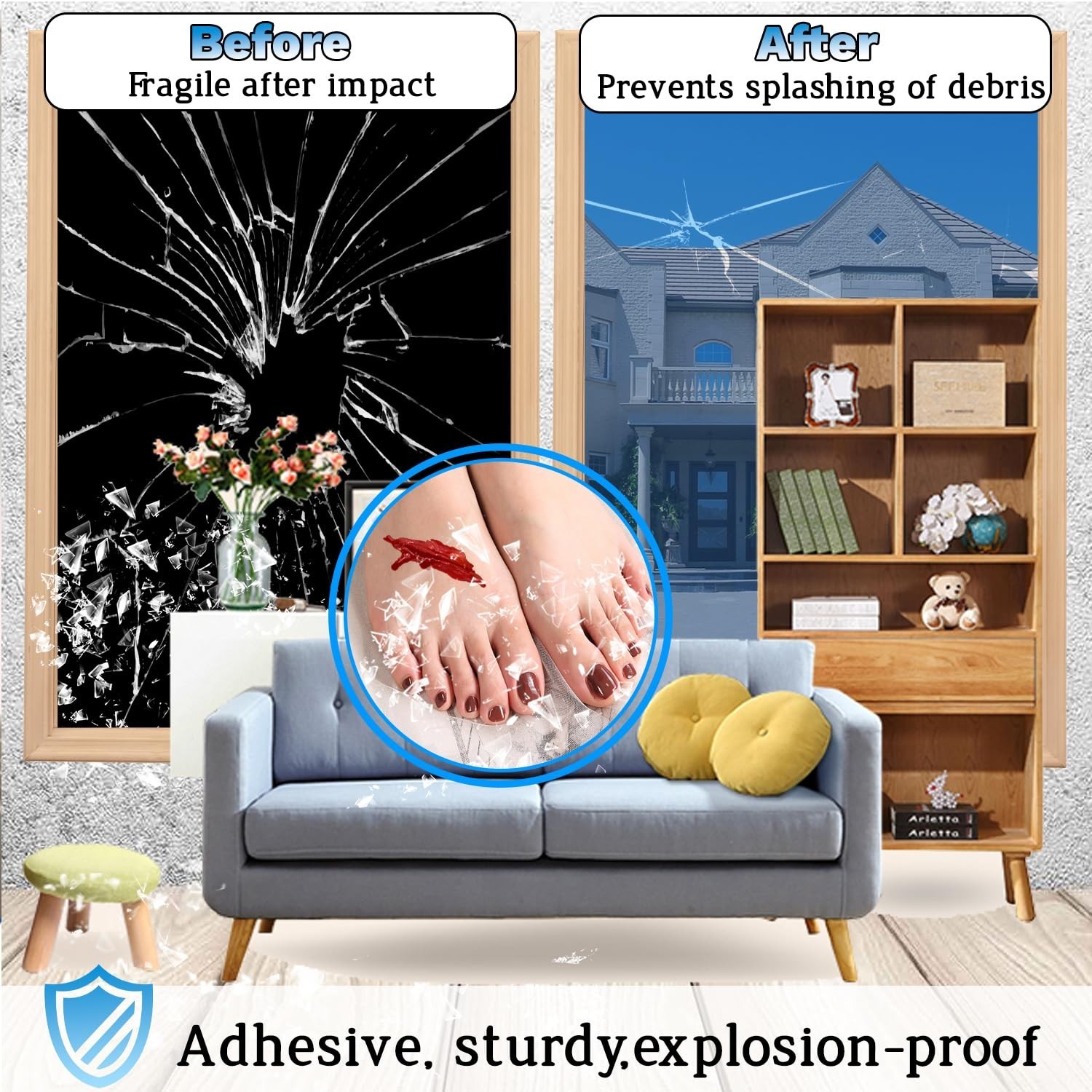Window Privacy Film One Way Daytime 17.5 in x 6.5 Ft Static Cling Sun and Hea…