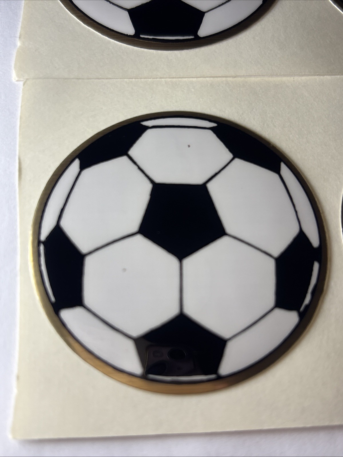 Soccer Ball Stickers. Lot of (6). Vintage 2 inch Round. Medal Awards Insert.