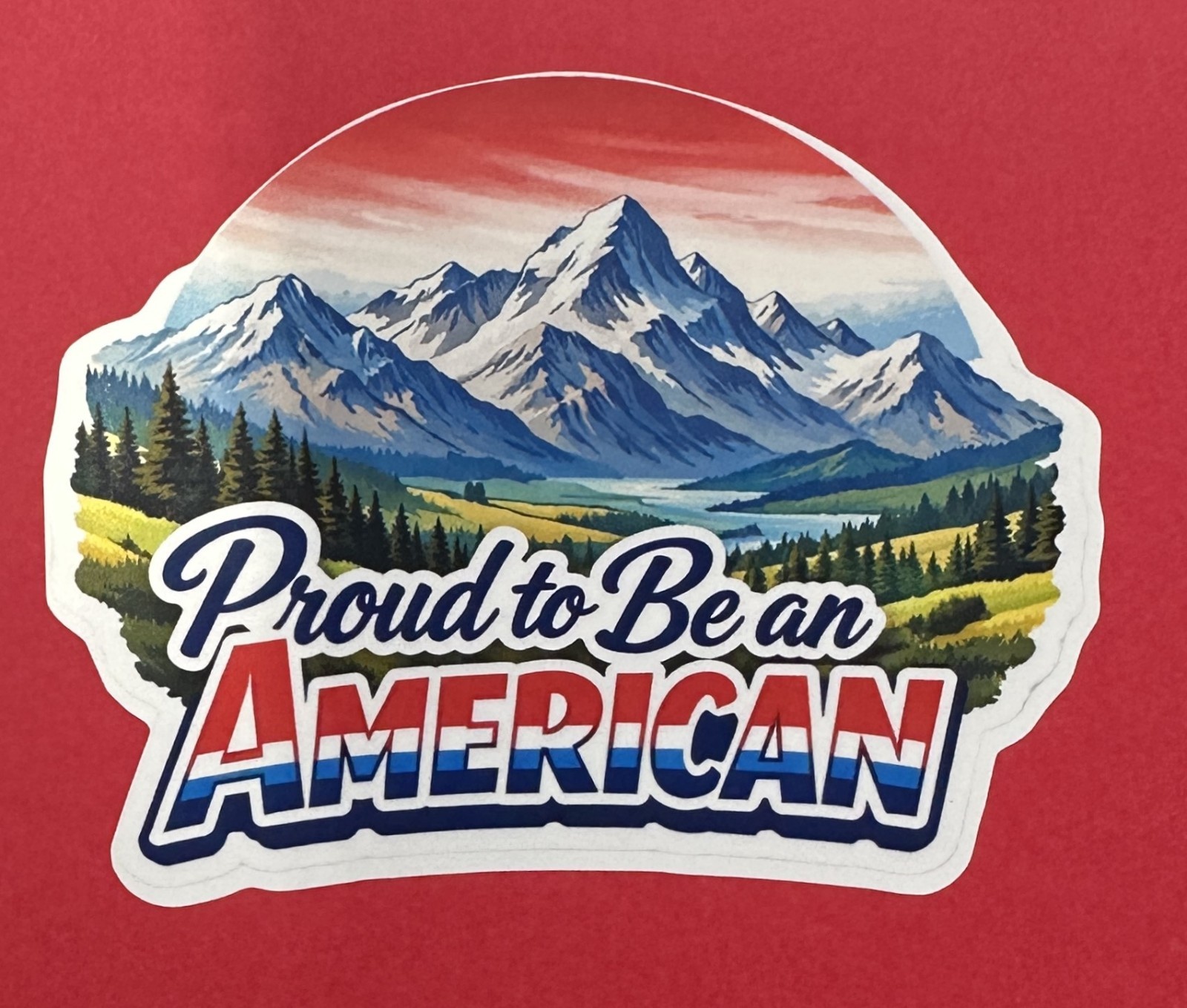 3 inch Proud To Be An American Mountain Landscape Vinyl Sticker USA Decal