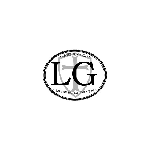 Roleplaying "Lawful Good" Alignment Bumpersticker – 3" wide x 2.5" tall