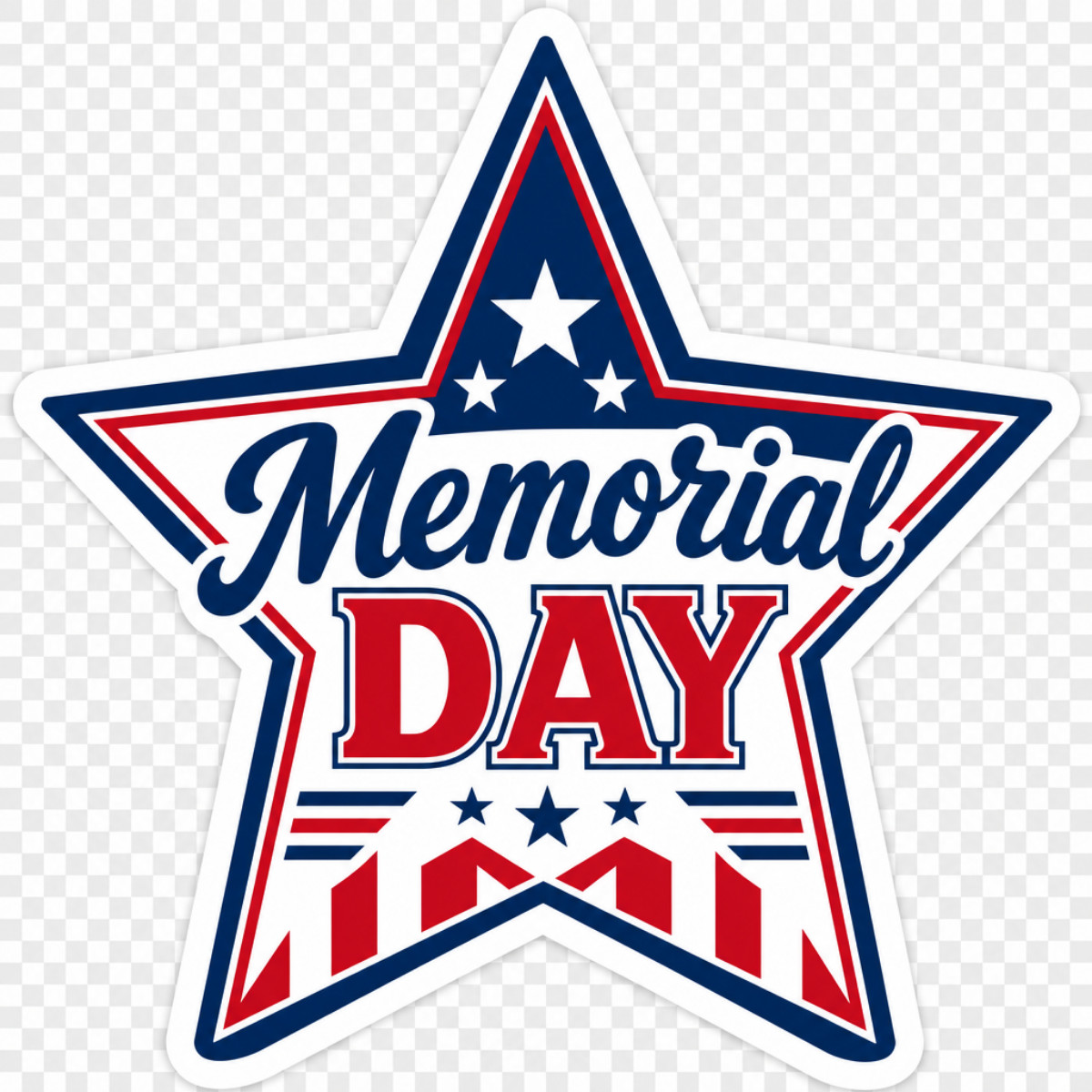 3 inch Memorial Day Patriotic Star Sticker Red White Blue USA Vinyl Decal