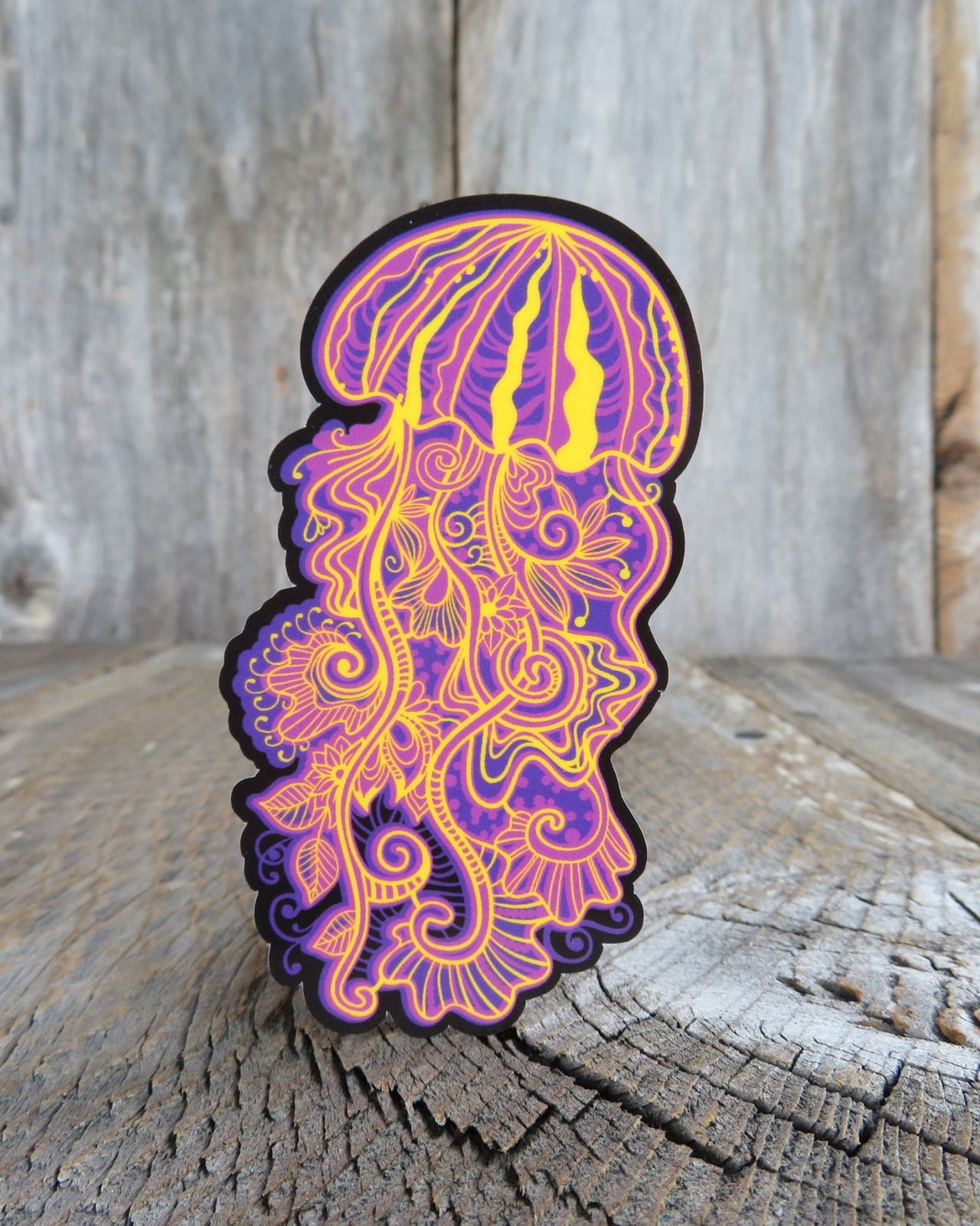 Jellyfish Sticker Bright Pink Yellow Purple Waterproof Ocean Life Marine Fish