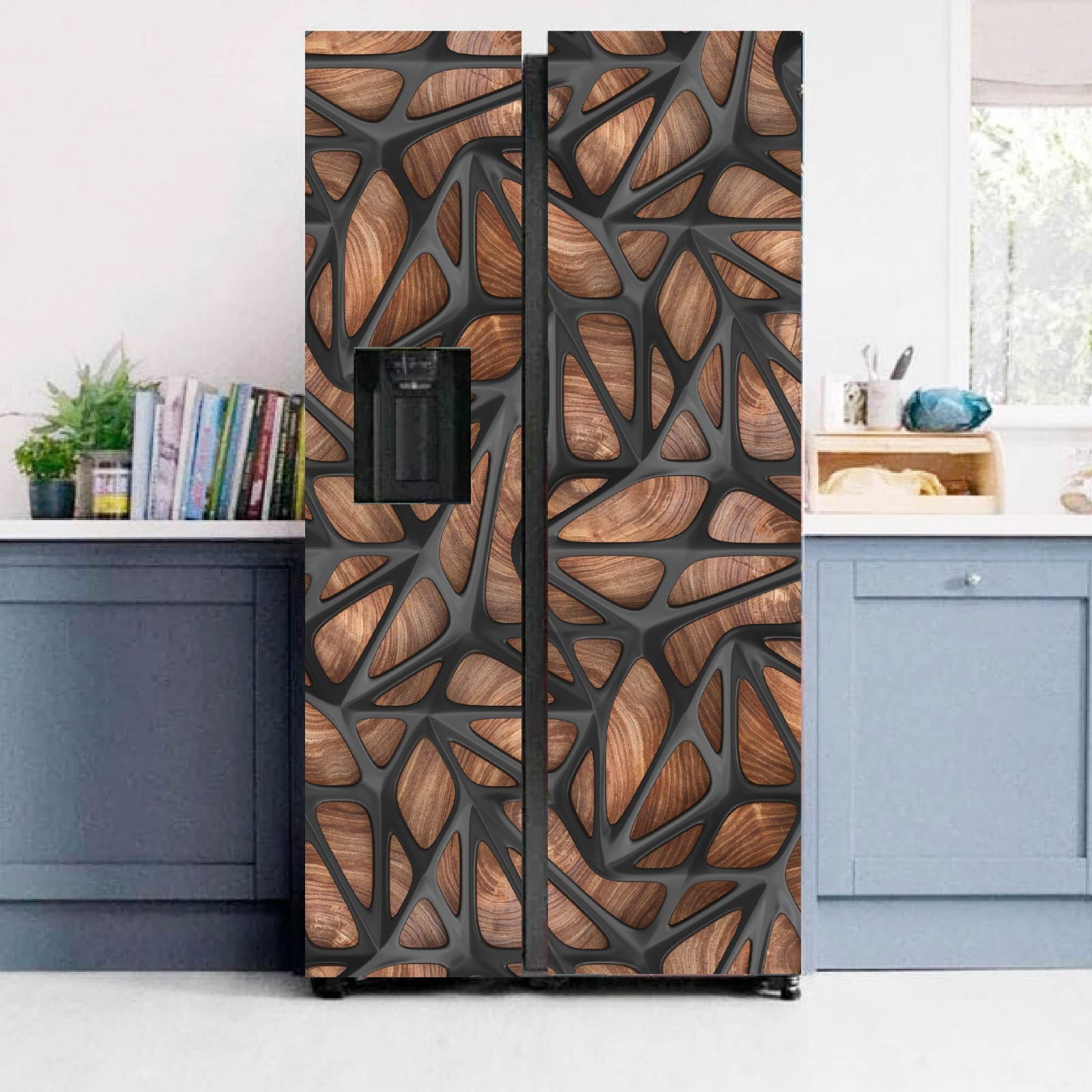 Full Door Refrigerator Wrap Self-Adhesive Vinyl