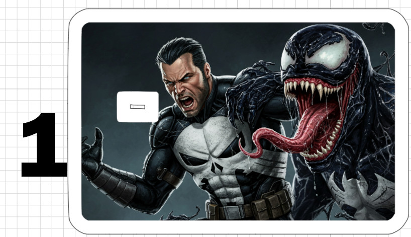 Venom and Punisher ATM Debit Credit Card Skin Sticker Comic Marvel USA War Hero