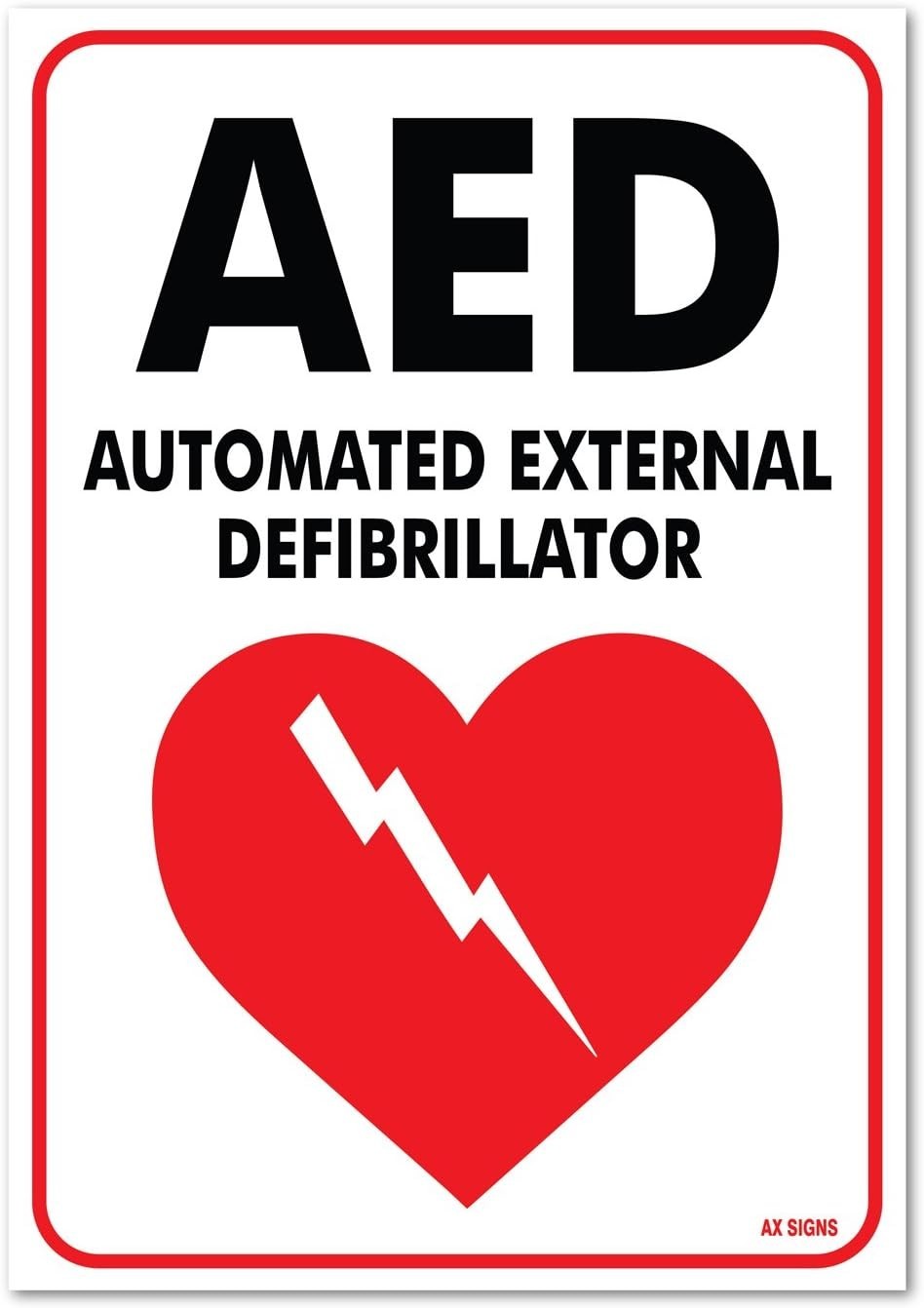 (2 Pack) AED Automated External Defibrillator Sticker 7 x 10 Inches