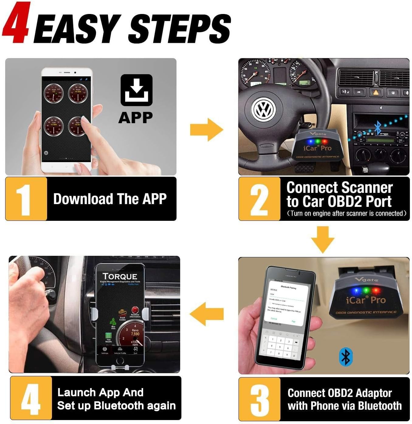 iCar Pro Bluetooth 4.0 (BLE) OBD2 Fault Code Reader OBDII Code Scanner Car Check