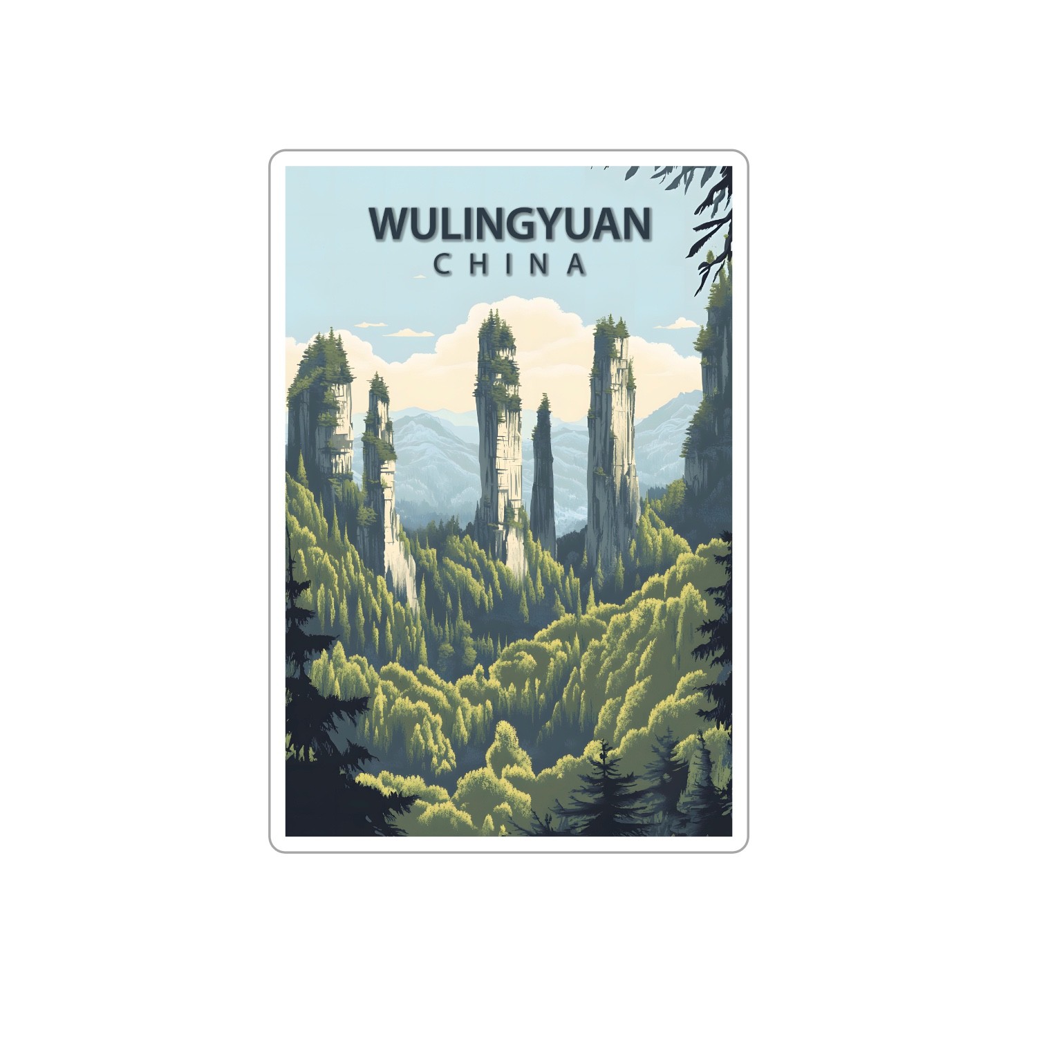 Wulingyuan UNESCO World Heritage Site China Travel the World Vinyl Decal Sticker