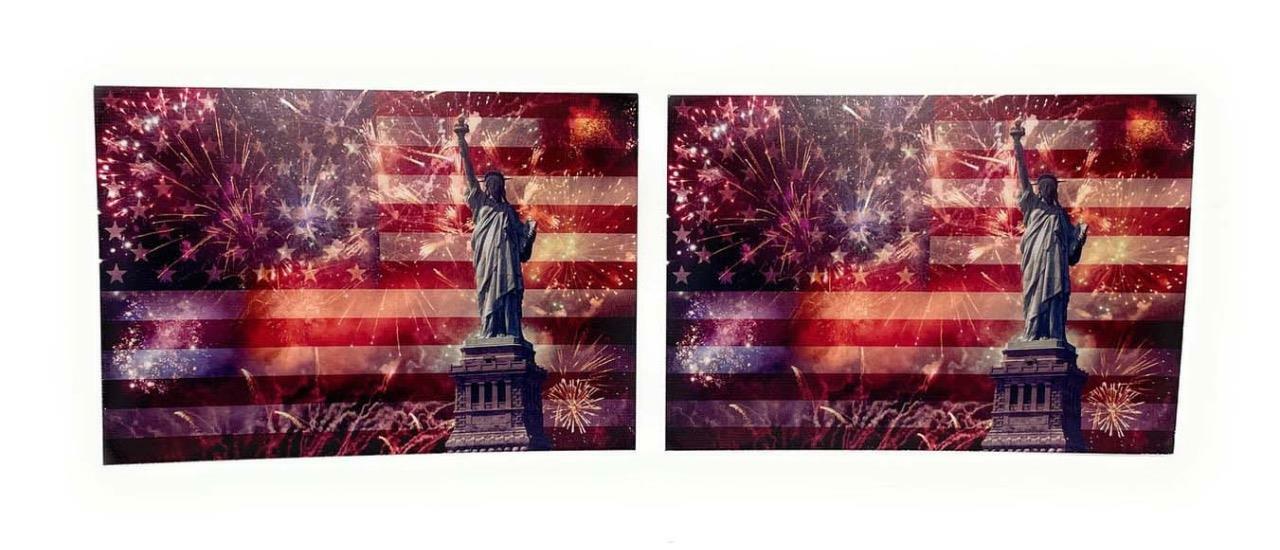 4th of JULY USA Flag Lady Liberty Fireworks Patriotic 5" x 3.5" Set of 2 Decals