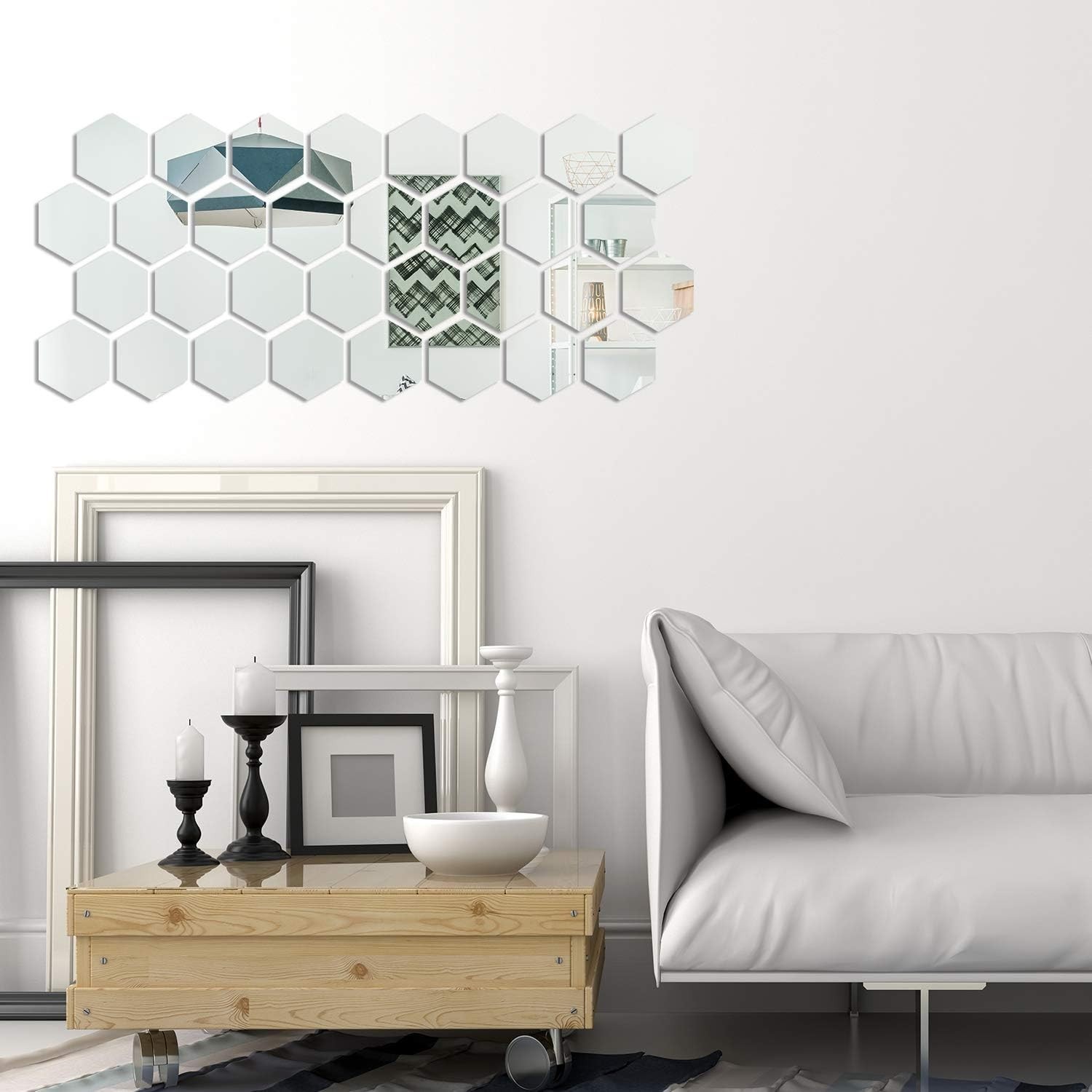Modern 32-Piece Hexagonal Acrylic Mirror Stickers – Elegant Home Decor Solution