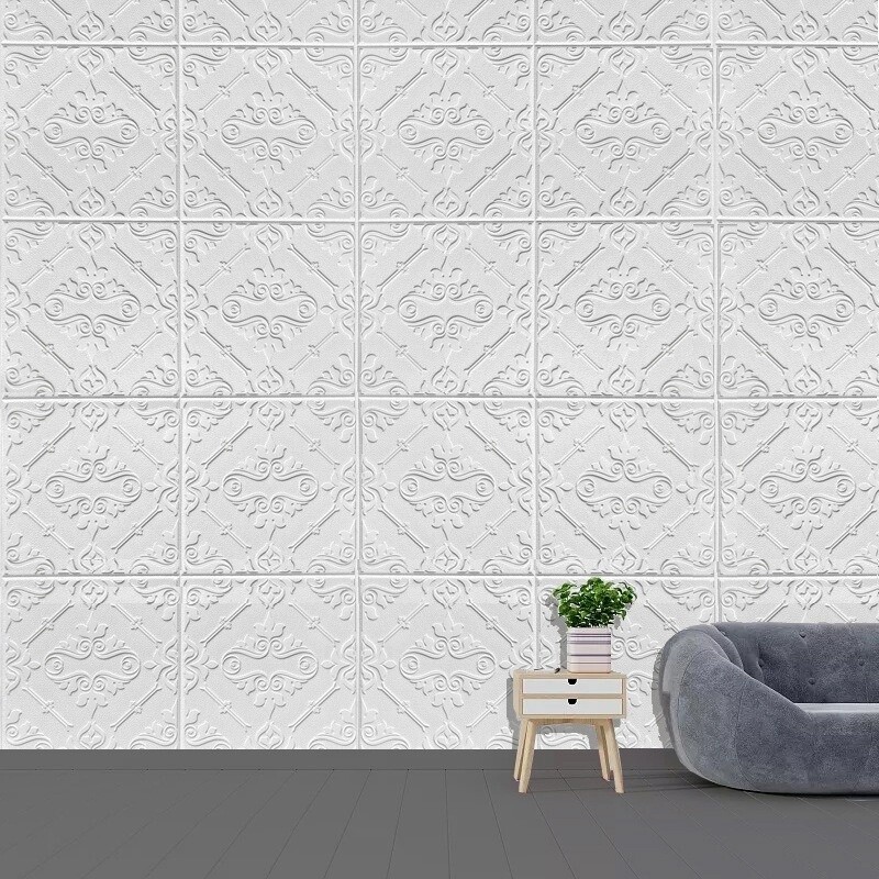 10x 3D Embossed Self-adhesive Foam Wall Sticker Panel Wallpaper Home Decor Craft