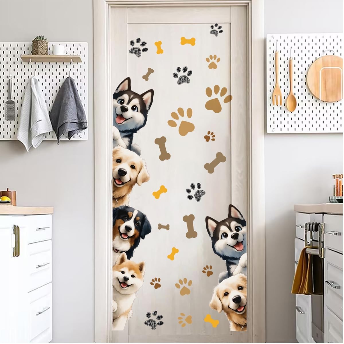 Dog Wall Decor Paw Print Stickers Decal Dog Door Room Pup Art Wall Decor for