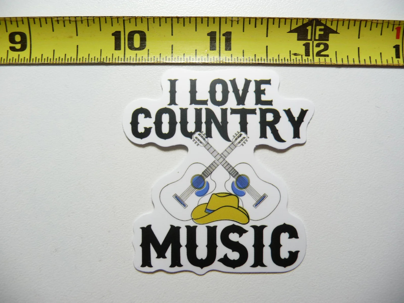CROSSED GUITARS HAT I LOVE COUNTRY MUSIC SMALL STICKER DECAL FAN BAND DANCE